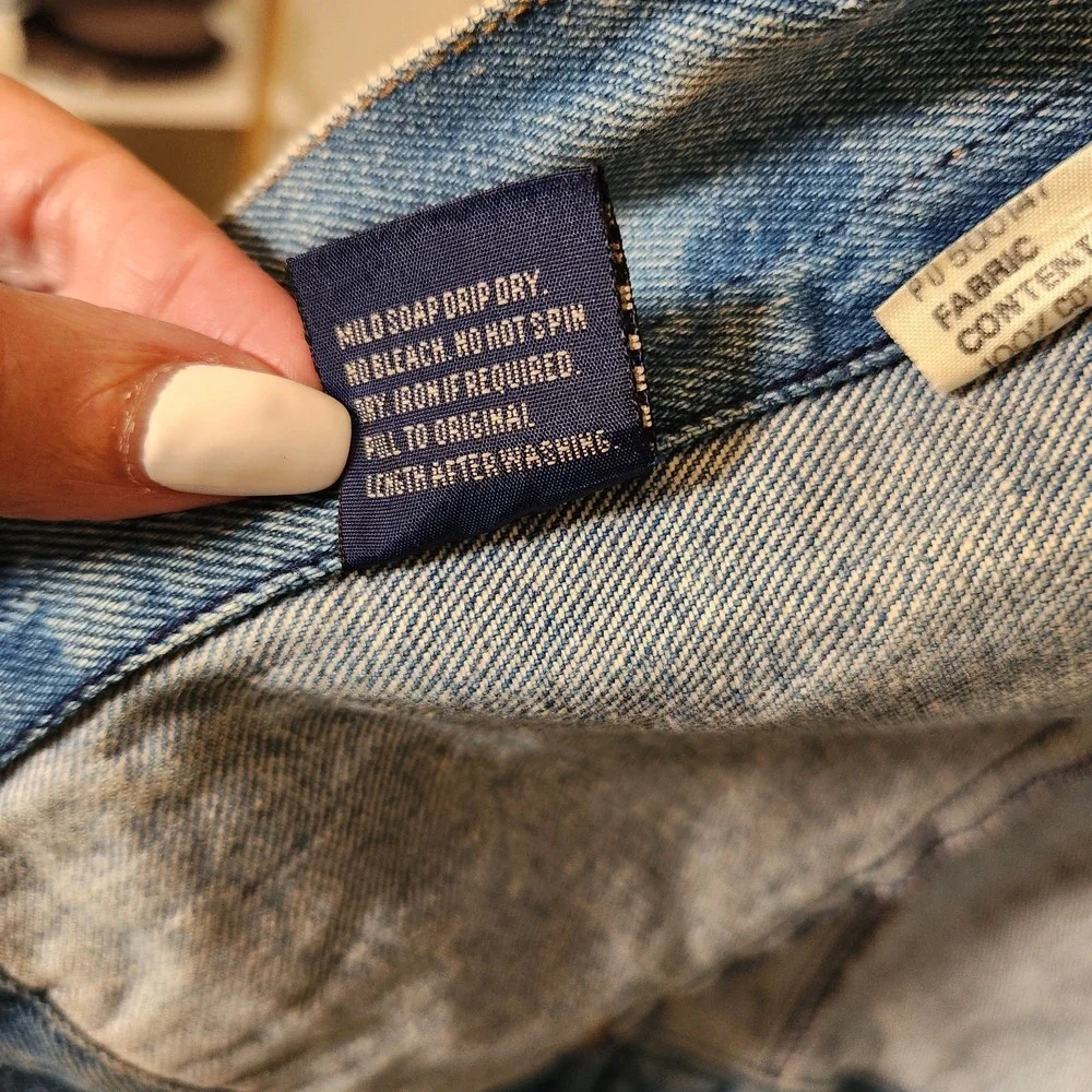VTG 90s Calvin Klein Denim Trucker Jacket Large L MN C1201 Distressed Acid Wash